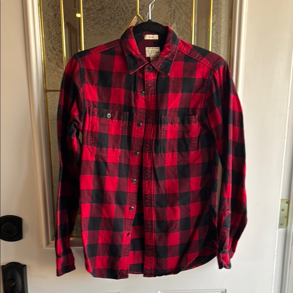 J. Crew Red and Black Button Down Shirt - flannel buffalo plaid